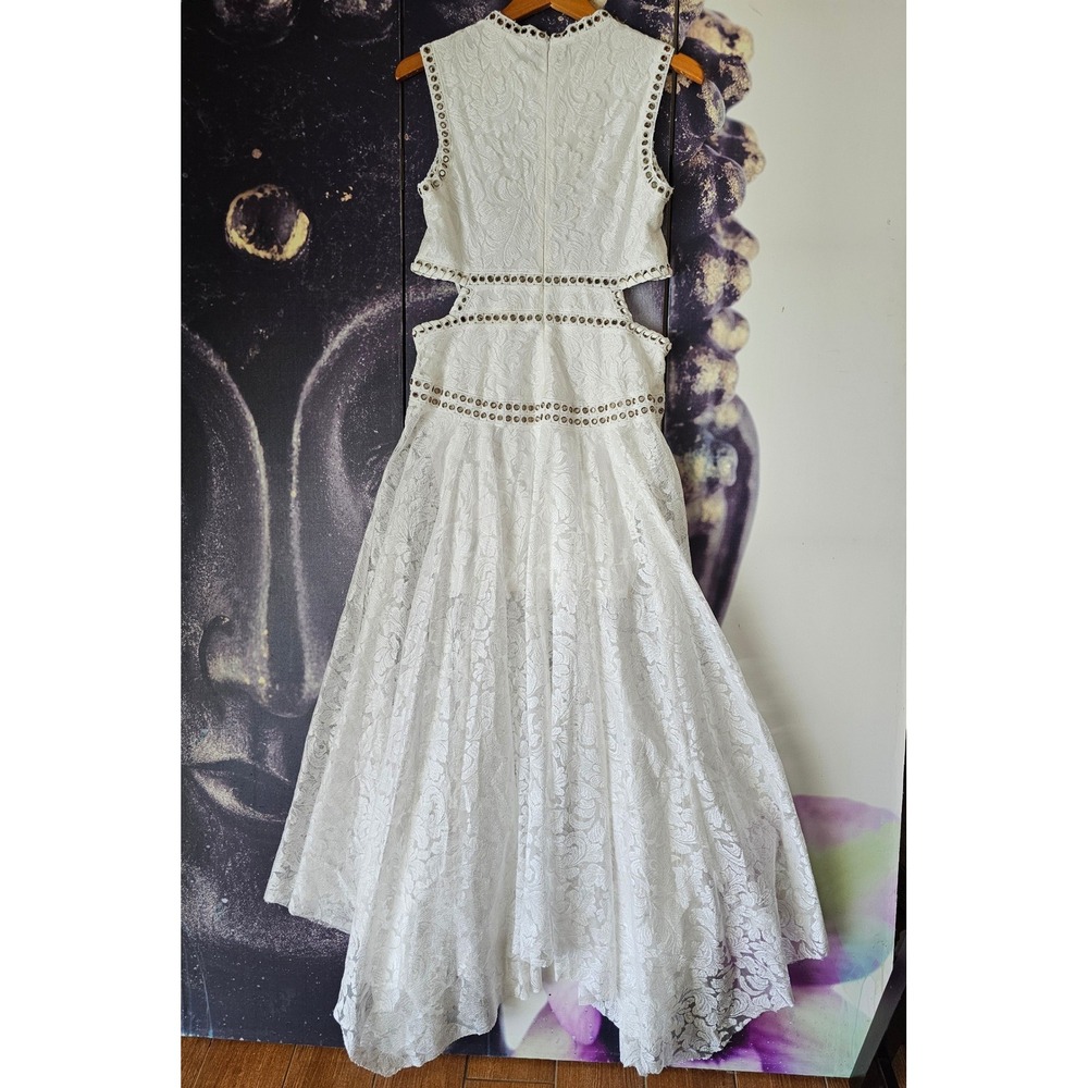 White Lace Maxi Dress with Stud Detailing - Picture 4 of 8